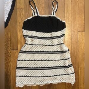 Vintage Black and cream crochet mini dress medium